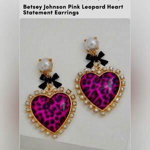 Torrid Betsey Johnson Pink Leopard Heart Statement Earrings